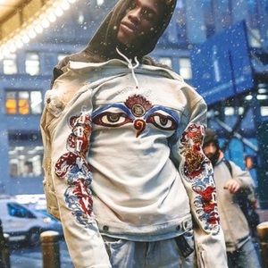 Iro ochi good vs evil denim jacket